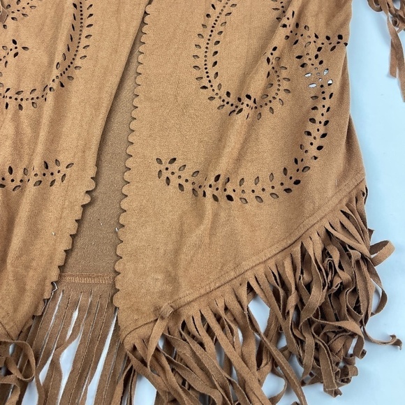 Xhilaration Cardigan Womens XS/S Brown Fringe Open Front - Picture 5 of 10